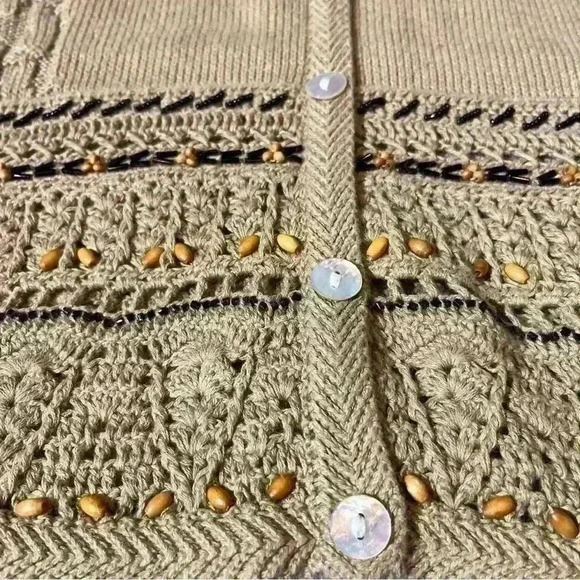 Vintage Alfred Dunner button front cardigan W beaded,  Girafe design Sz 2X - Picture 7 of 10